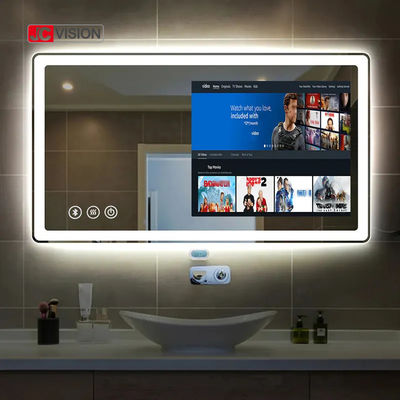 Espejo elegante casero IP65 del cuarto de baño del espejo TV Android LED de la pantalla táctil del hotel de JCVISION