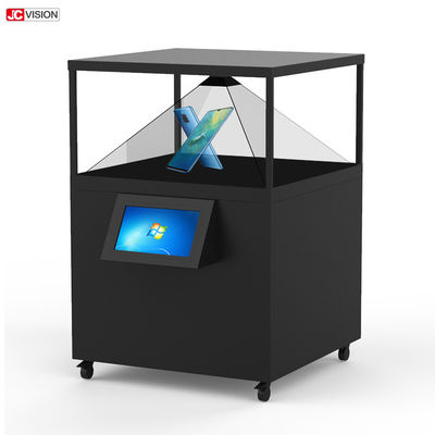 360 pirámide olográfica transparente los 80x80CM de la exhibición del escaparate 3D de la pantalla LCD del grado