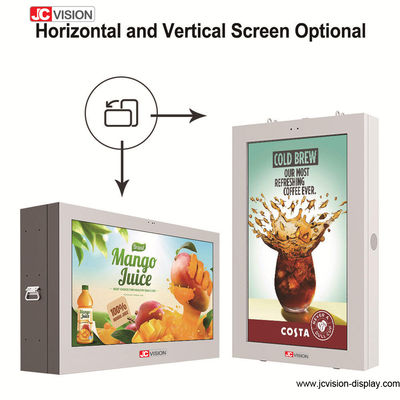 JCVISION 65&quot; Pantalla LCD de señalización digital a prueba de agua en exteriores montada en pared