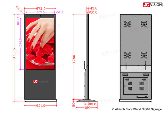 JCVISION 49 pulgadas de color blanco de personalización de piso digital con cámara opcional