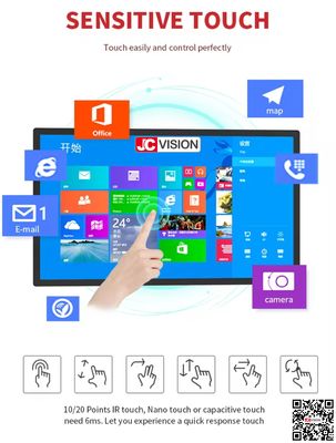 JCVISION 1080P panel de pantalla táctil 4K 32 42 50 55 pantalla táctil de 65 pulgadas pantalla de visualización monitor interactivo quiosco