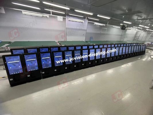 JCVISION Display de cola de 14 pulgadas con flash y botón de encendido para una organización óptima de la cola