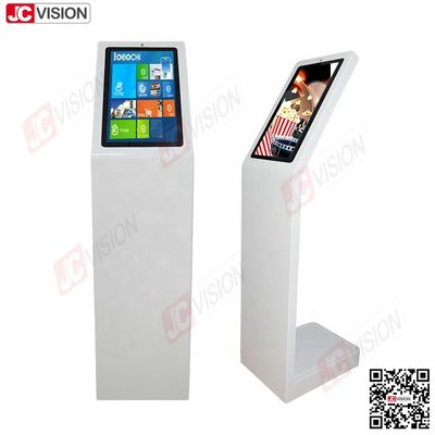 Quiosco de información interactivo digital de autoservicio Jcvision de 21.5 pulgadas, tipo L, pantalla vertical, quiosco con pantalla táctil, blanco