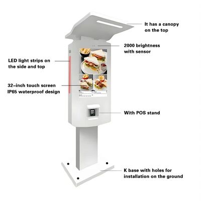 Kiosco de pago de autoservicio IP65 de 32 pulgadas con carcasa de aluminio