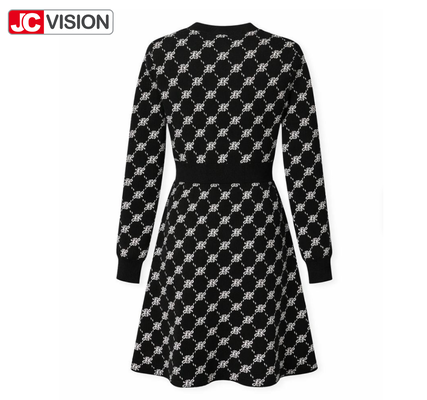 JCVISION Otoño e Invierno Vestido de punto con cuello en V para mujer Estilo viajero