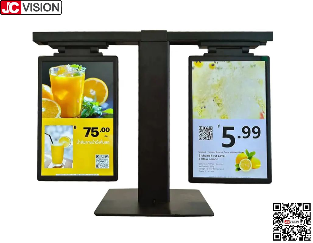 JCVISION 10,1 pulgadas pantalla doble de la etiqueta de precio electrónico del producto, signo digital / pantalla táctil