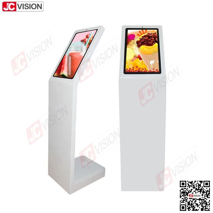 Quiosco de información interactivo digital de autoservicio Jcvision de 21.5 pulgadas, tipo L, pantalla vertical, quiosco con pantalla táctil, blanco
