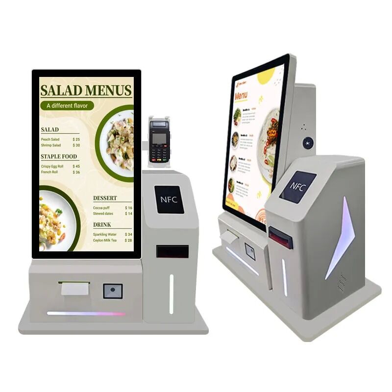 24" LED Decoración Escritorio Android Computadora pantalla táctil Quiosco de pago con recogida de efectivo