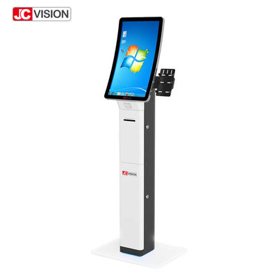23.6 pulgadas Curva de autoservicio pantalla táctil quioscos de código Qr escáner de impresora